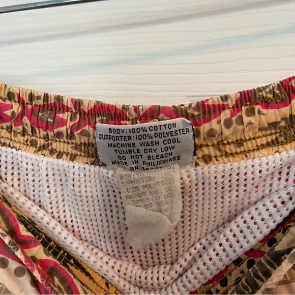 Vintage SIDEOUT Swim Trunks L Abstract Fish Print Hawaiian Board Shorts Pink Tan - Picture 3 of 6